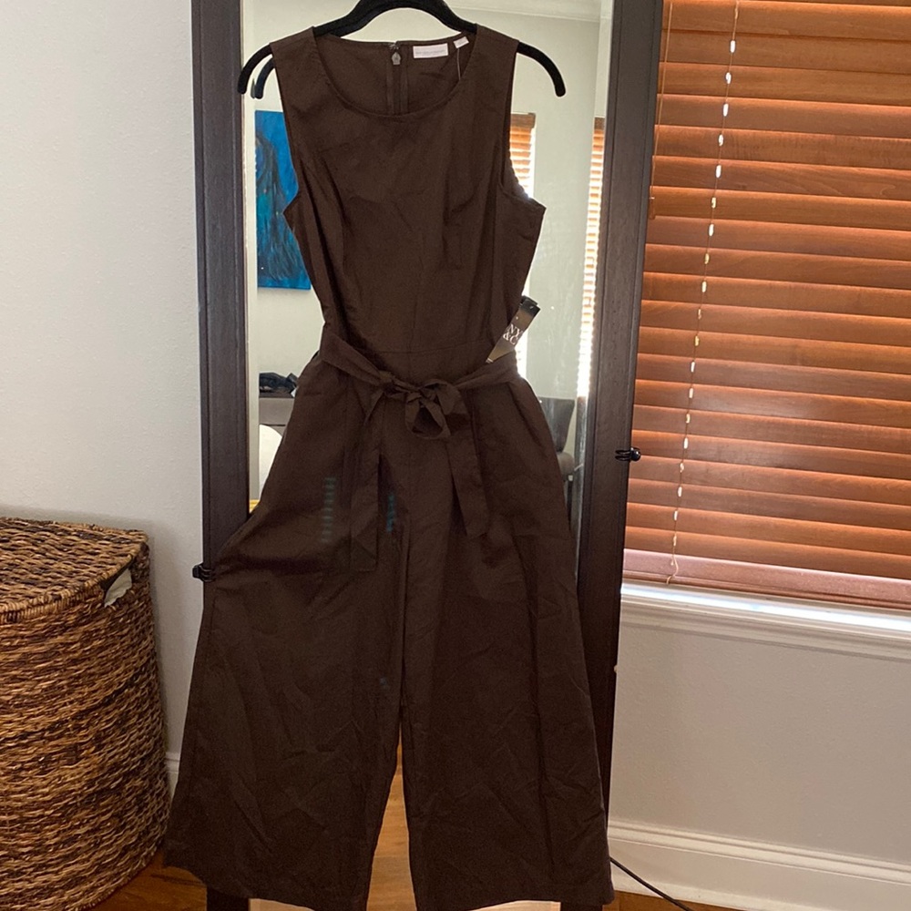 NY&C Chocolate Stretch Jumpsuit Sz M NWT!